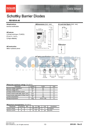 RB160VA-40 datasheet - Schottky Barrier Diodes