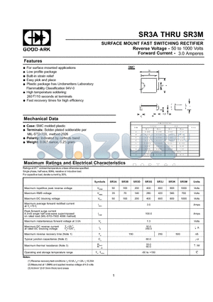 SR3D datasheet - SURFACE MOUNT FAST SWITCHING RECTIFIER