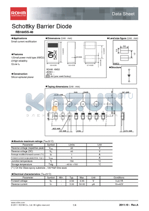 RB160SS-40 datasheet - Schottky Barrier Diode