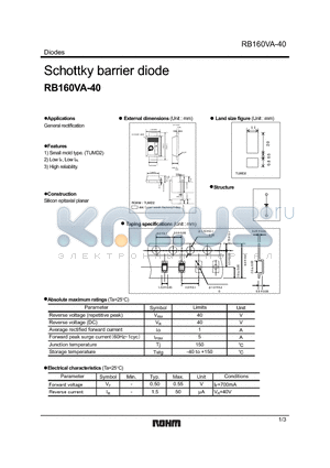 RB160VA-40 datasheet - Schottky barrier diode