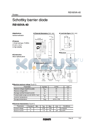 RB160VA-40 datasheet - Schottky barrier diode