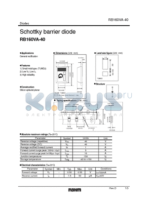 RB160VA-40 datasheet - Schottky barrier diode