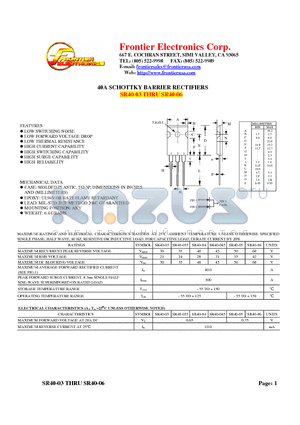 SR40-03 datasheet - 40A SCHOTTKY BARRIER RECTIFIERS