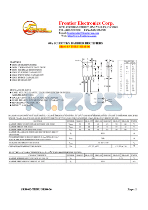 SR40-045 datasheet - 40A SCHOTTKY BARRIER RECTIFIERS