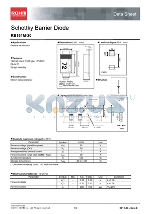 RB161M-20_11 datasheet - Schottky Barrier Diode