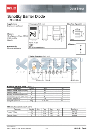 RB161SS-20 datasheet - Schottky Barrier Diode