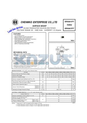 SR4002PT datasheet - GLASS PASSIVATED SILICON RECTIFIER