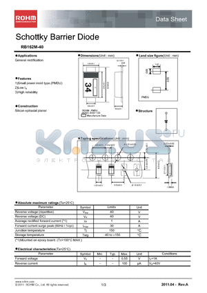 RB162M-40_11 datasheet - Schottky Barrier Diode