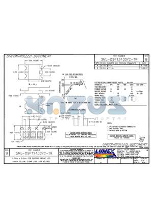 SML-DSP1210SYC-TR datasheet - 2.7mm x 3.2mm PCB SURFACE MOUNT LED