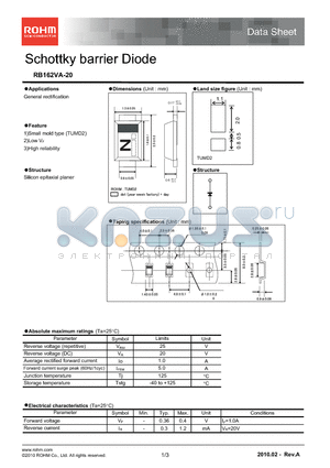 RB162VA-20 datasheet - Schottky barrier Diode