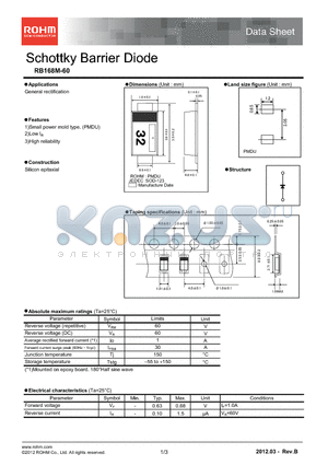 RB168M-60 datasheet - Schottky Barrier Diode