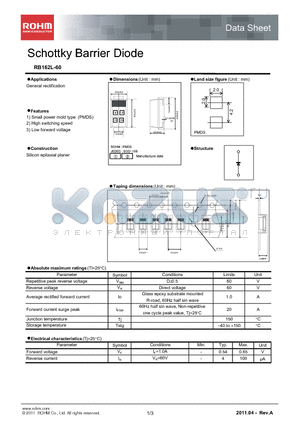 RB162L-60 datasheet - Schottky Barrier Diode
