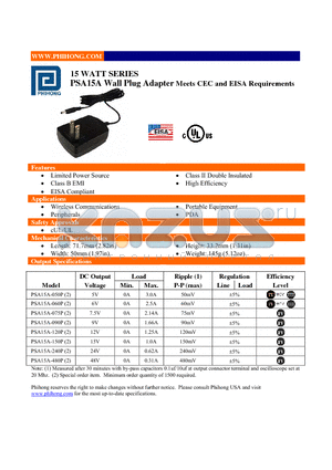 PSA15A-060P datasheet - 15 WATT SERIES