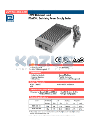 PSA150U-480 datasheet - Switching Power Supply Series