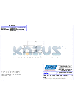 PE9672 datasheet - 1.85mm MALE TO 2.4mm MALE PRECISION ADAPTER