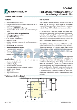 SC440A datasheet - High Effi ciency Integrated Driver for 6-Strings of 30mA LEDs