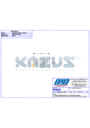 PE9697 datasheet - FME PLUG TO BNC MALE