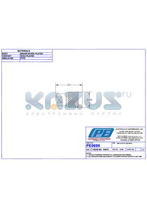 PE9699 datasheet - FME PLUG TO TNC MALE