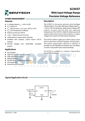 SC4437 datasheet - Wide Input Voltage Range Precision Voltage Reference