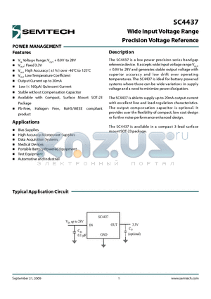 SC4437EVB datasheet - Wide Input Voltage Range Precision Voltage Reference