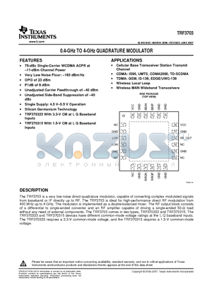 T491A475K010AS datasheet - 0.4-GHz TO 4-GHz QUADRATURE MODULATOR