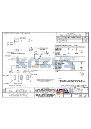 SML-LX0402UPGC-TR datasheet - 1.0mm x 0.5mm SURFACE MOUNT LED