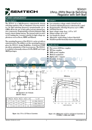 SC4501EVB datasheet - 2Amp, 2MHz Step-Up Switching Regulator with Soft-Start