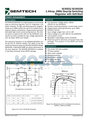 SC4502HEVB datasheet - 1.4Amp, 2MHz Step-Up Switching Regulator with Soft-Start