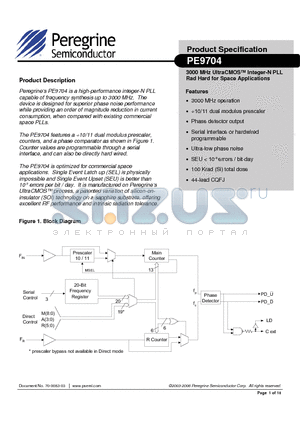PE9704_06 datasheet - 3000 MHz UltraCMOS Integer-N PLL Rad Hard for Space Applications