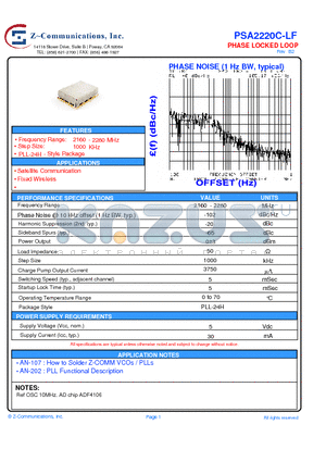 PSA2220C-LF_10 datasheet - PHASE LOCKED LOOP