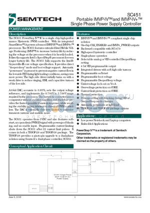 SC451 datasheet - Portable IMVP-IV and IMVP-IV Single Phase Power Supply Controller