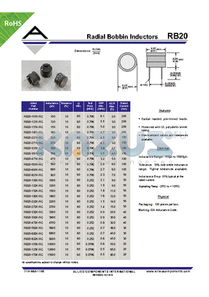 RB20-101K-RC datasheet - Radial Bobbin Inductors