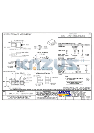 SML-LX1210SOUPGUSB datasheet - 2.7mm x 3.2mm P.C.B. SURFACE MOUNT LED