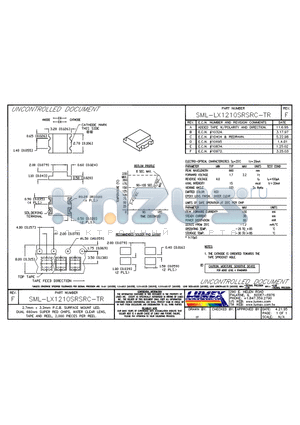 SML-LX1210SRSRC-TR datasheet - 2.7mm x 3.2mm P.C.B. SURFACE MOUNT LED