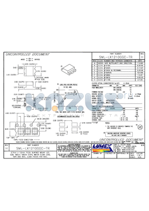 SML-LX1210GGC-TR datasheet - 2.7mm x 3.2mm P.C.B. SURFACE MOUNT LED