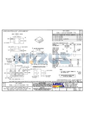 SML-LX1210GGW-TR datasheet - 2.7mm x 3.2mm P.C.B. SURFACE MOUNT LED