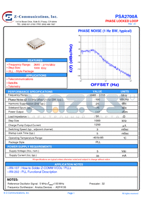 PSA2700A_10 datasheet - PHASE LOCKED LOOP