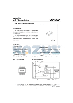 SC451XX datasheet - LI-ION BATTERY PROTECTOR