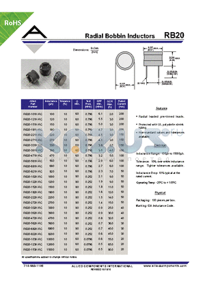 RB20-182K-RC datasheet - Radial Bobbin Inductors