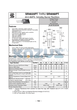 SR4030PT datasheet - 40.0 AMPS. Schottky Barrier Rectifiers