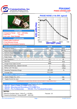 PSA3280C datasheet - LOW COST - HIGH PERFORMANCE PHASE LOCKED LOOP