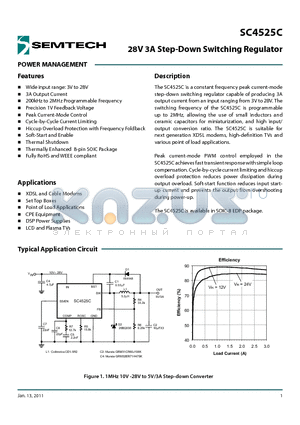 SC4525C datasheet - 28V 3A Step-Down Switching Regulator Thermal Shutdown