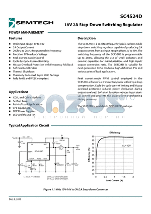 SC4524D datasheet - 18V 2A Step-Down Switching Regulator 2A Output Current