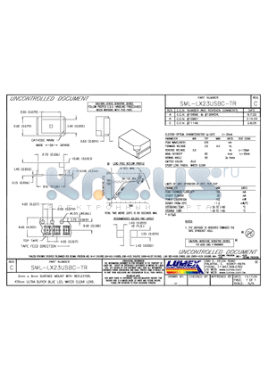 SML-LX23USBC-TR datasheet - 2mm x 3mm SURFACE MOUNT WITH REFLECTOR