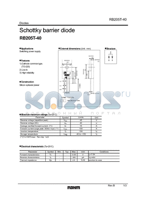 RB205T-40 datasheet - Schottky barrier diode