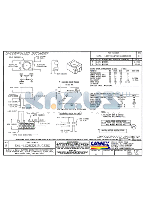 SML-LX2832SISUGSBC datasheet - 2.8mm x 3.2mm SURFACE MOUNT WITH REFLECTOR CUP