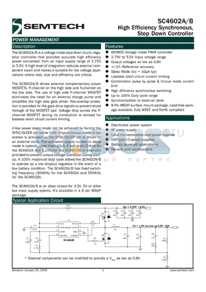 SC4602BEVB datasheet - High Efficiency Synchronous, Step Down Controller