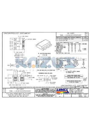 SML-LX3632SRSGSBC datasheet - 3.2 x 3.6mm SURFACE MOUNT LED