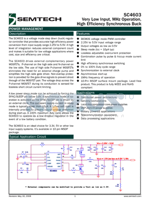 SC4603_08 datasheet - Very Low Input, MHz Operation,High Efficiency Synchronous Buck