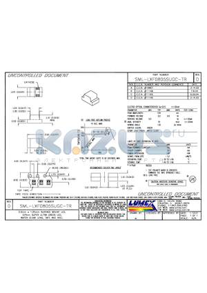 SML-LXF0805SUGC-TR datasheet - 2.0mm x 1.25mm SURFACE MOUNT LED
